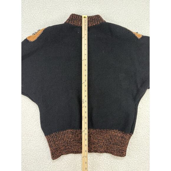 Vtg 80s Christine Knit Jacket Zip Sweater Embellished Beaded Suede Wool Tassels - Picture 7 of 7